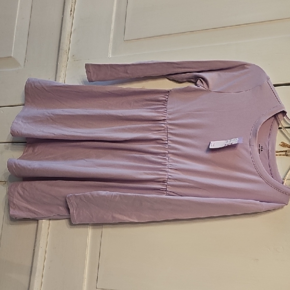 Lavender Long Sleeve Kids Casual Dress